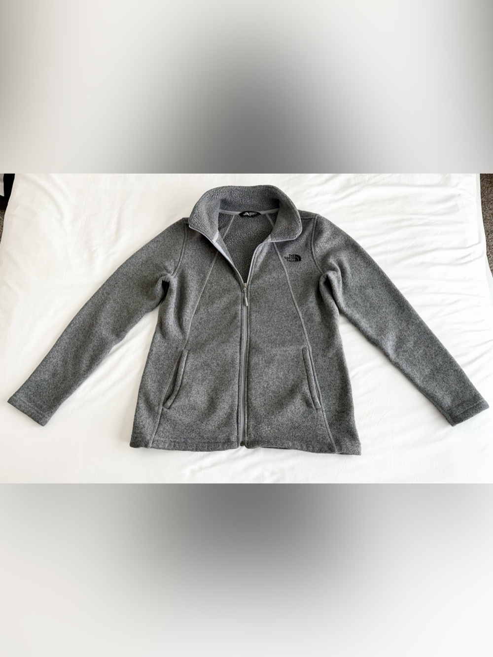 The North Face Womens Crescent Full Zip Sweater Fleece Jacket Grey Heather L